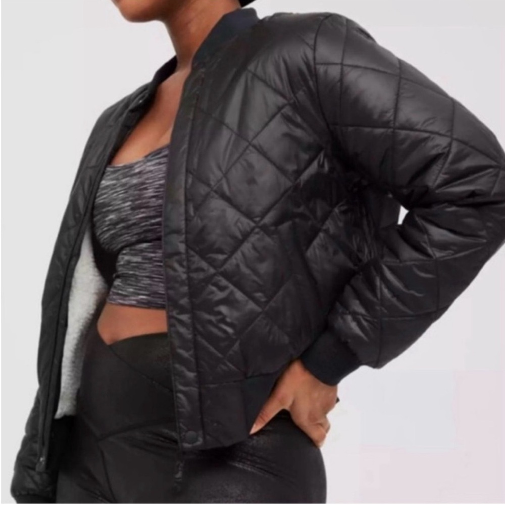 Black Quilted Bomber Jacket